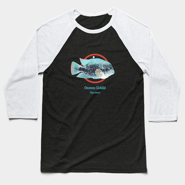 Oaxaca Cichlid Baseball T-Shirt by Reefhorse